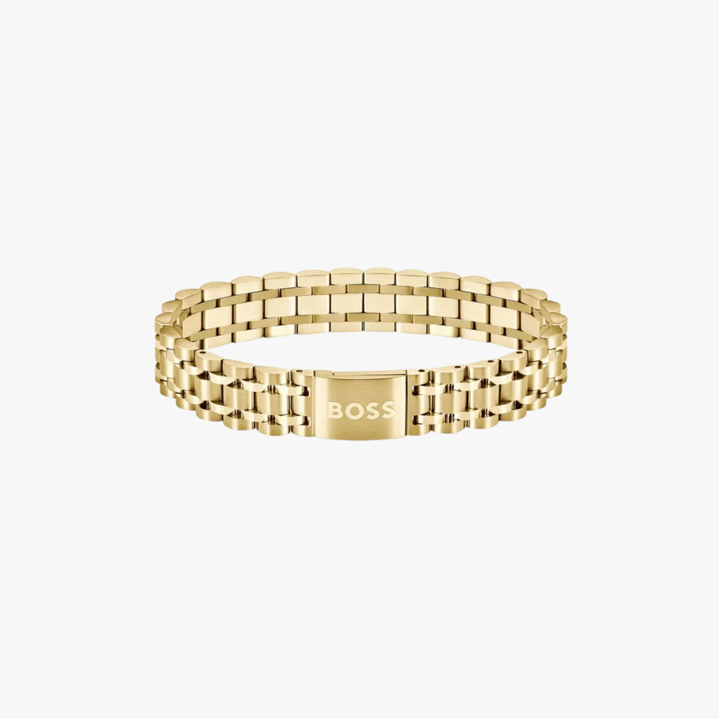(STOCK) BRAZALETE BOSS DORADO CON CIERRE MAGNÉTICO PARA ÉL