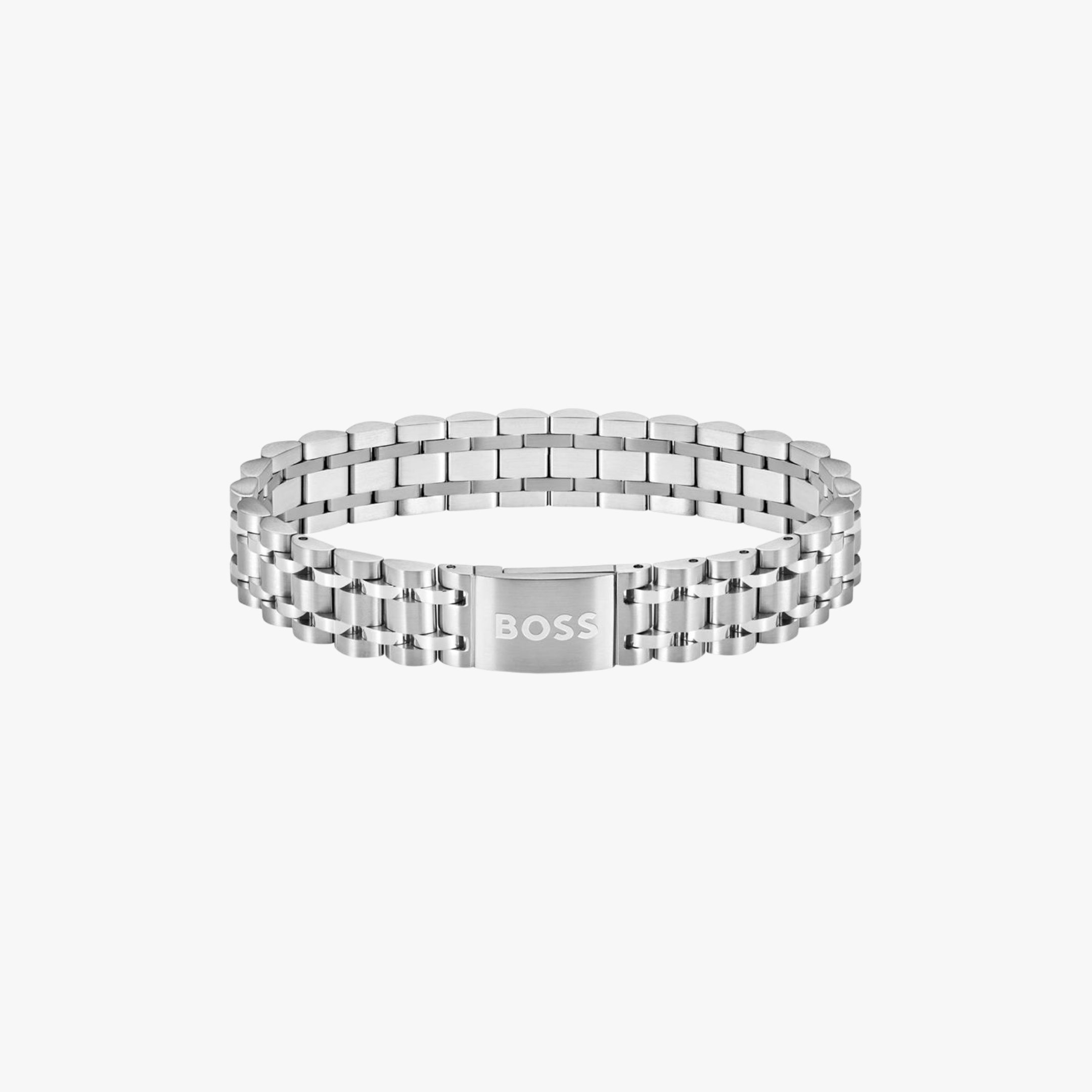 (STOCK) BRAZALETE BOSS PLATEADO CON CIERRE MAGNÉTICO PARA ÉL