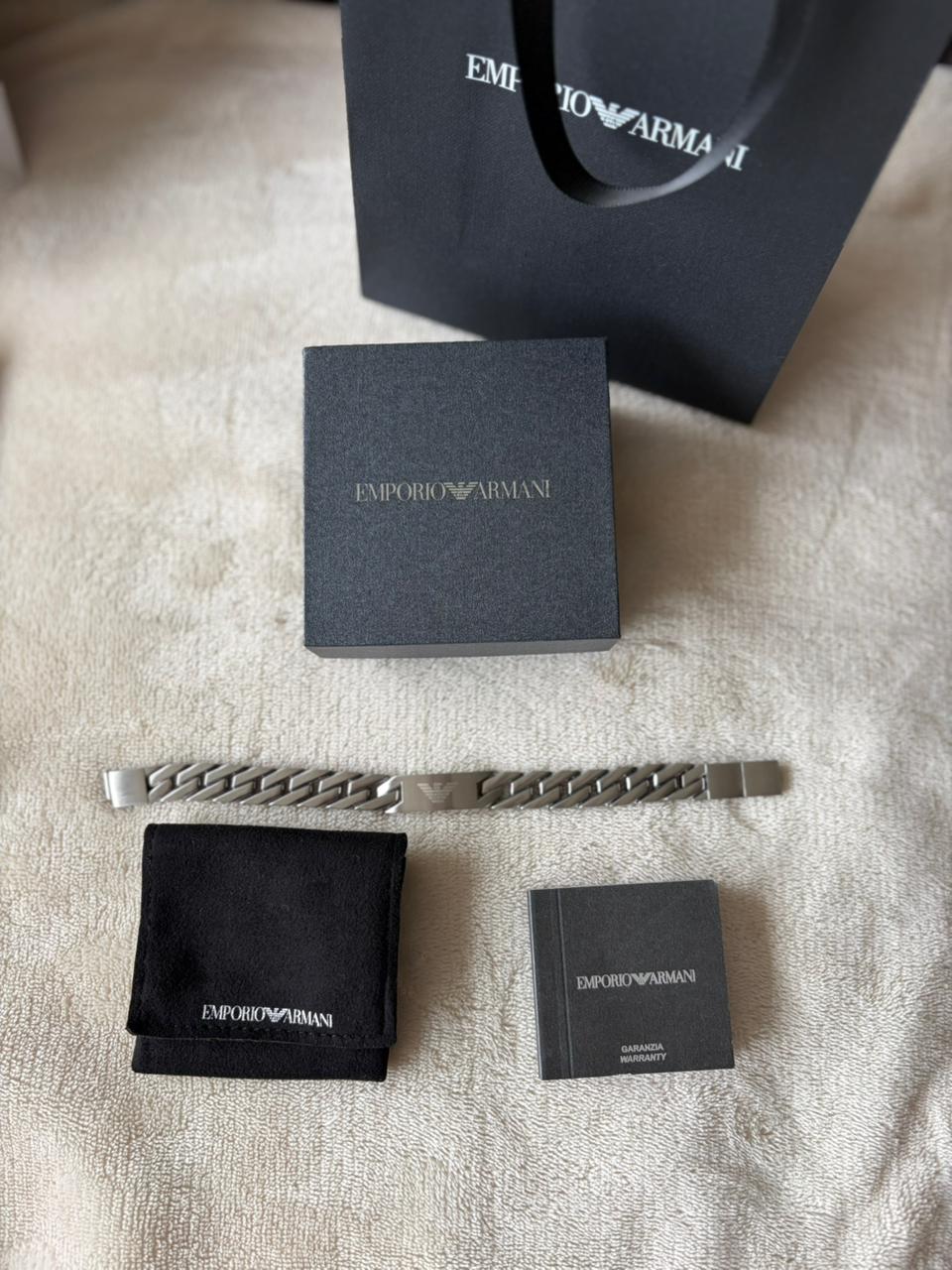 (STOCK) BRAZALETE E.ARMANI PLATEADO PARA ÉL